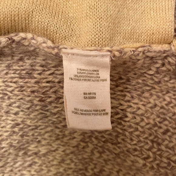 Free People wool crop hooded sweater BOHO style (tan, red/orange) size M - Picture 6 of 6